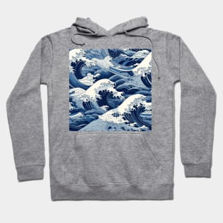 Ephemeral Crests: Hokusai Waves Reimagined Hoodie